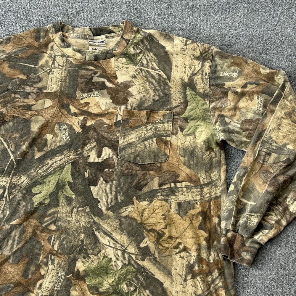 Jerzees Outdoors Shirt Mens Large Camo Advantage Timber Vintage‎ USA Hunting LS